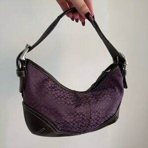 RARE Vintage Coach Purple and Brown Signature Canvas Hobo Shoulder Bag 💜